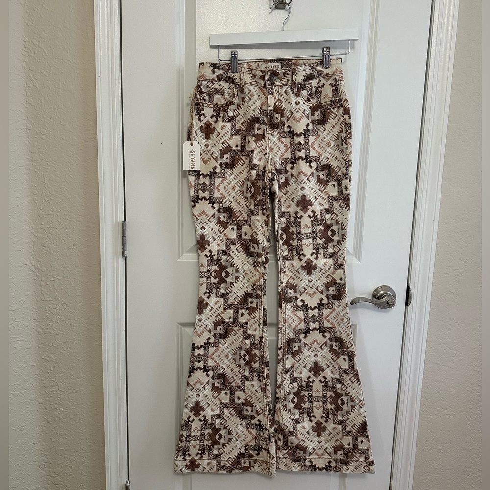 Shyanne High Rise Southwestern Print Stretch Flare Jeans